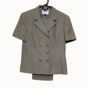 Kasper For A. S. L. Women's Short Sleeve Blazer And Pants Set Y2K Size 12